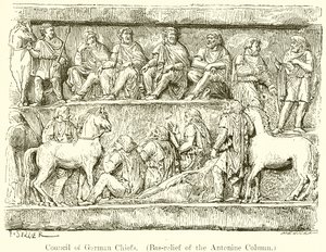 Rådet av tyska hövdingar. (Bas-Relief av den Antoninska kolonnen)