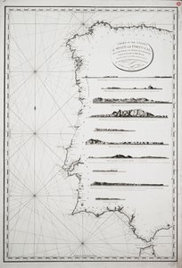 Karta över Spaniens och Portugals kuster, från Cape Pinas till Gibraltarsundet, konstruerad och noggrant ritad efter de senaste observationerna gjorda av officerarna i de franska och spanska flottorna av P. Steel