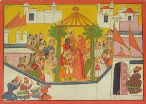 62.2445 Ramas och hans bröders äktenskap från Sangri Ramayana, Kulu-Mandi, Himachal Pradesh, 1760-65