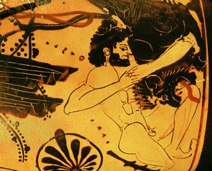 Herakles dödar lejonet ... av Painter Diosphos