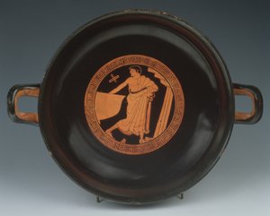 Röd figur Kylix, 490-480 f.Kr. (keramik) av Painter of the Paris Gigantomachy