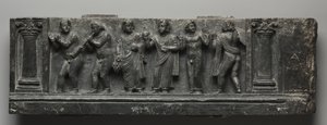 Babylonian Relief, Pakistan, Gandhara, Buner Area, Early Cushion Period (Ed 1-3to) (Schist) av Pakistani School