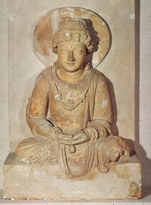 Buddha sittande i meditation, från Gandhara, grekisk-buddhistisk stil, 1:a-4:e århundradet