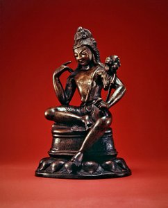 Padmapani Lokeshvara sittande i meditation, första hälften av 700-talet (brons inlagd med silver och koppar) (se även 394853) av Pakistani School