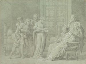 Kung Charles VIII av Frankrike med den döende Gian Galeazzo Sforza i Pavia, 1775-1860. av Palagi Filippo Pelagio