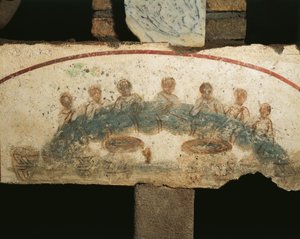 Eukaristisk bankett, Cubicula of the Sacraments (fresk) av Paleo Christian