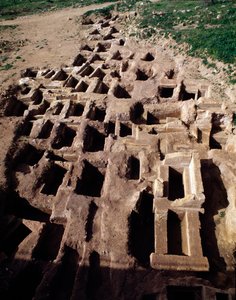 Utsikt över paleokristen nekropolis, 400-talet av Paleo Christian