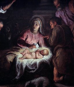 Herdarnas tillbedjan Detalj av en målning av Palma Giovane (1544-1628). 1600-talets Geneve, Museum of Art and History