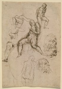 Ark med studier för målning i Salone del Maggior Consiglio, Ducal Palace, Venedig, ca 1578 av Palma Il Giovane