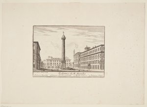 M. Aurelios kolumn. 1. Palazzo Niccolini. 2. Vicegegentpalatset. 3. Monte Citorio. 4. Palazzo Chigi av Paolo Anesi