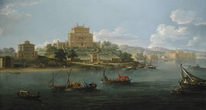 Utsikt över Villa Costaguti och Villa Pamphilj mellan Anzio och Nettuno. av Paolo Anesi