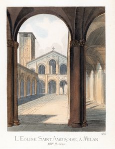 Innergården till basilikan Saint Ambroise i Milano (Italien) - Innergård till basilikan Sant