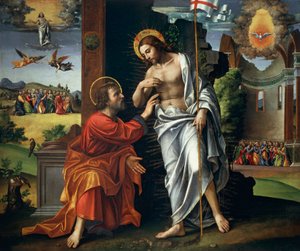 Christ and Doubting Thomas, av Paolo Cavazzola (1486-1522)