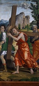 Vägen till Golgata, detalj från Polyptych of Passion av Paolo Cavazzola (1486-1522)