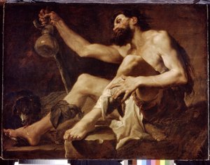 Lasarus som en eländig tiggare. (Lasarus som en fattig tiggare). Målning av Paolo Pagani (1660-1716), olja på duk