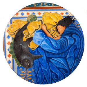 Barbara och Camilla, 2016 (olja på träpanel)
