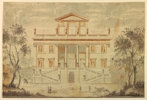 Ritning, upphöjning av en villa, 1750-70 av Paolo Posi