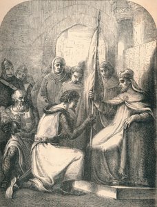 Hugh de Vermandois tar emot en vigd fana av påven Urban, 1869 av Paolo Priolo