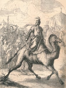 Saladin flyr på en snabb dromedar, 1869 av Paolo Priolo