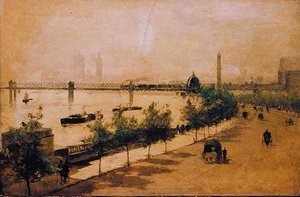 Themsen Embankment (olja på panel)