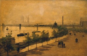 The Thames Embankment, London (olja på panel)