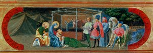 Tillbedjan av Magi. Målning av Paolo di Dono dit Paolo Uccello (1397-1475) av Paolo Uccello