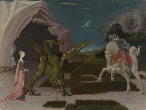 Sankt Georg och draken. Omkring 1470