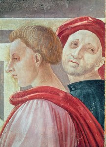Två mäns huvuden, från presentationen av Maria i templet, 1433-34 (detaljer) av Paolo Uccello