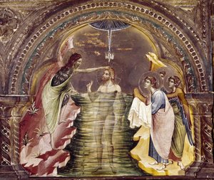 Jesu dop, detalj av polyptikern i Santa Chiara. (olja på trä, cirka 1350)