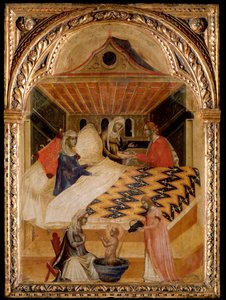 St Nicholas of Myras födelse - olja på panel