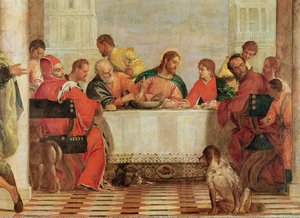 Detalj av festen i huset av Levi, 1573 (detalj av 227605) av Paolo Veronese