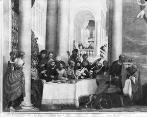 Måltiden i fariséen Simons hus, detalj på vänster sida, 1570 av Paolo Veronese