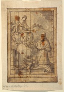 Teckning, Jungfru med barn i härlighet, ca 1600-1700