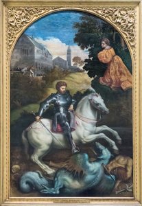 Saint George Killing the Dragon (olja på duk)