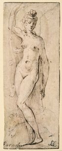 Kvinnlig figur - studie för Santa Maria della Steccata, Parma (recto) av Parmigianino