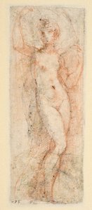Kvinnlig figur - studie för Steccata (verso) av Parmigianino