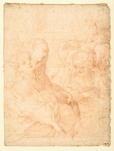 Grupp kvinnor (recto) av Parmigianino