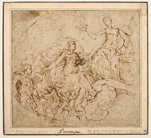 Studie av Jungfruns kröning för Santa Maria della Steccata, Parma av Parmigianino