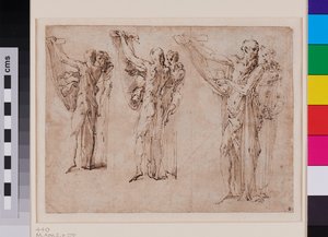 Drei Studien von St. Jerome und St. Franziskus im Gespräch, recto um 1534 - 1539