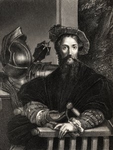 Christopher Columbus (1451-1506) (gravyr) av Parmigianino