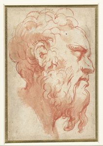 Huvudet på en gubbe, i profil till höger av Parmigianino