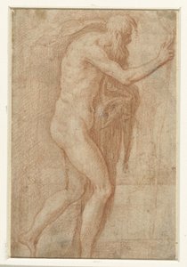 Man höjer fingret i varning av Parmigianino