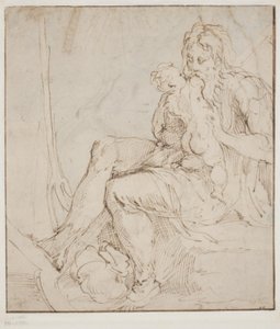 Saturnus/Kronos slukar ett av hans barn av Parmigianino