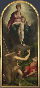 Madonnan och barnet med de heliga Johannes Döparen och Hieronymus, 1527 av Parmigianino