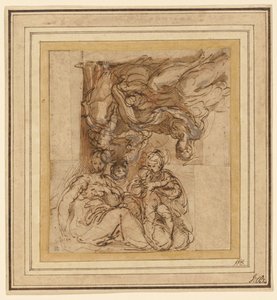Två studier för en helig familj av Parmigianino