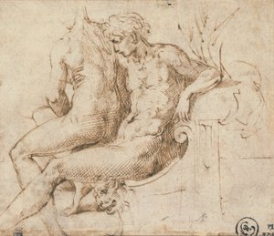 Två älskare sitter på en soffa av Parmigianino