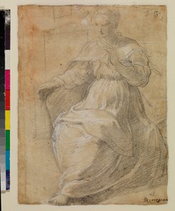 Kvinna som håller en distaff av Parmigianino