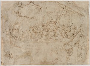 Navicella recto Två ritningar av skepp a tergo, ca. 1410-talet.