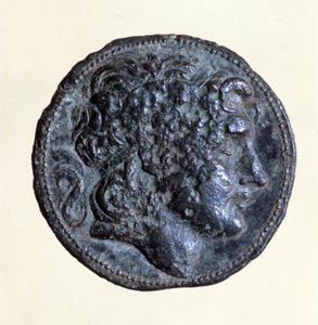 Mynt med bilden av Mithridate I (171 f.Kr. - 139 f.Kr.), Parthernas kung.