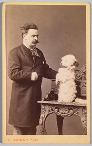 Porträtt av en man och hans hund, ca. 1880.